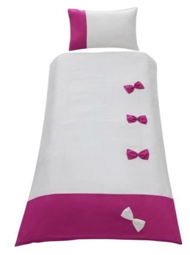 Cream & Pink Bow Design Single Duvet Set