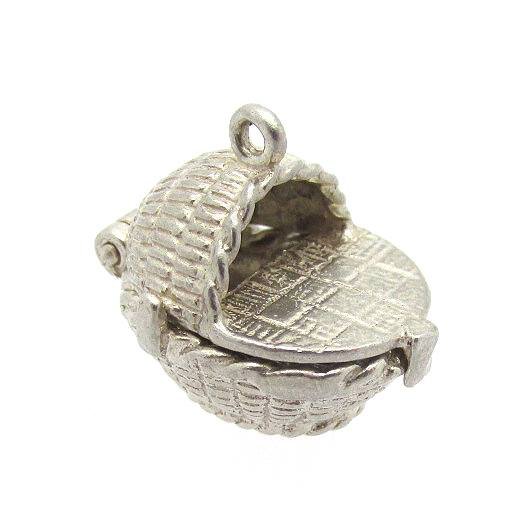 Sterling Silver Opening Woven Baby Crib Charm