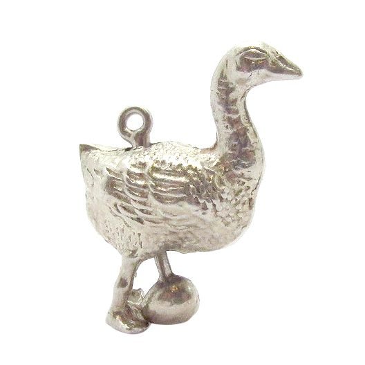 Sterling Silver Goose with Drop Down Egg Charm
