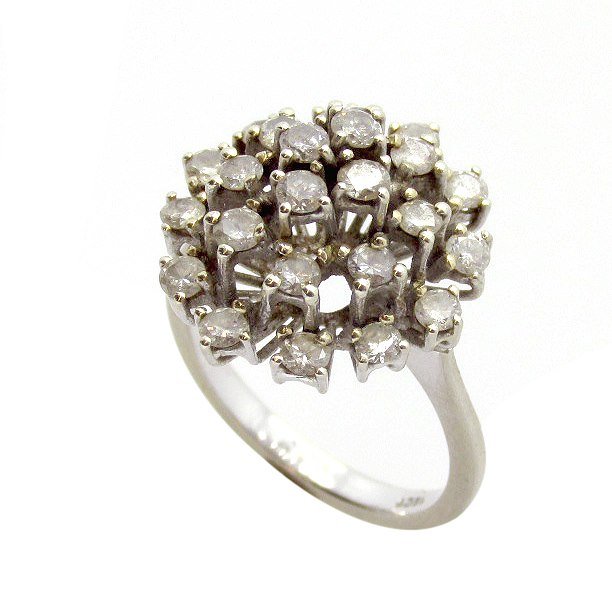 18ct White Gold 3 Tier Cluster Ring Set with 24 Diamonds