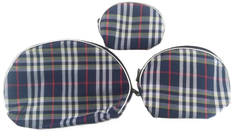 Set of 3 Tartan Cosmetic Bags
