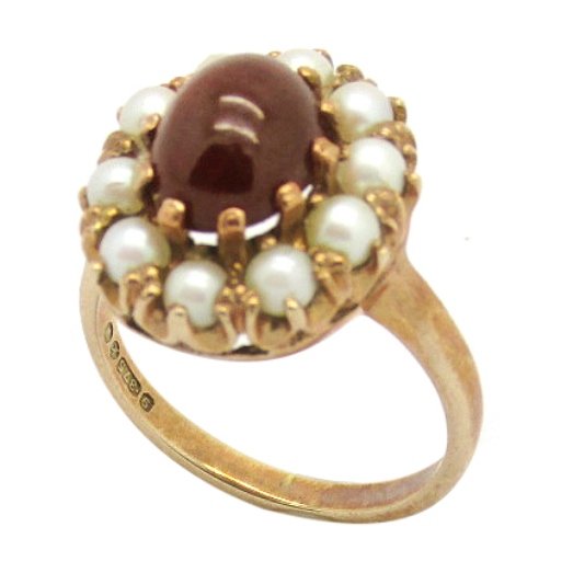 Vintage 9ct Rose Gold Garnet Cluster Ring