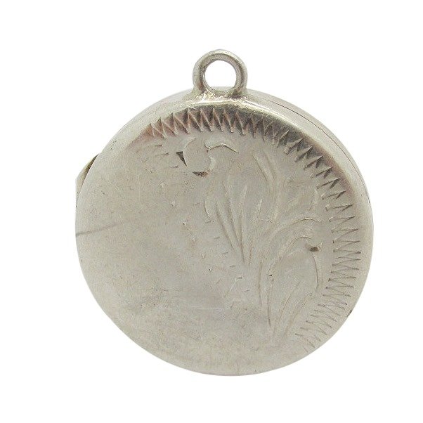 Sterling Silver Round Engraved Locket Pendant