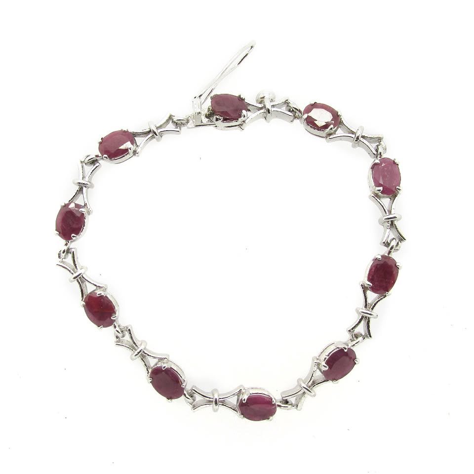 African Ruby Gemstone Bracelet Set with 10 Stones