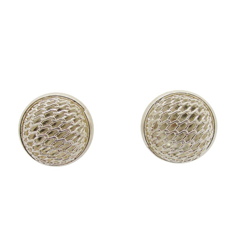 Sterling Silver Large Filigree Half Ball Round Stud Earrings