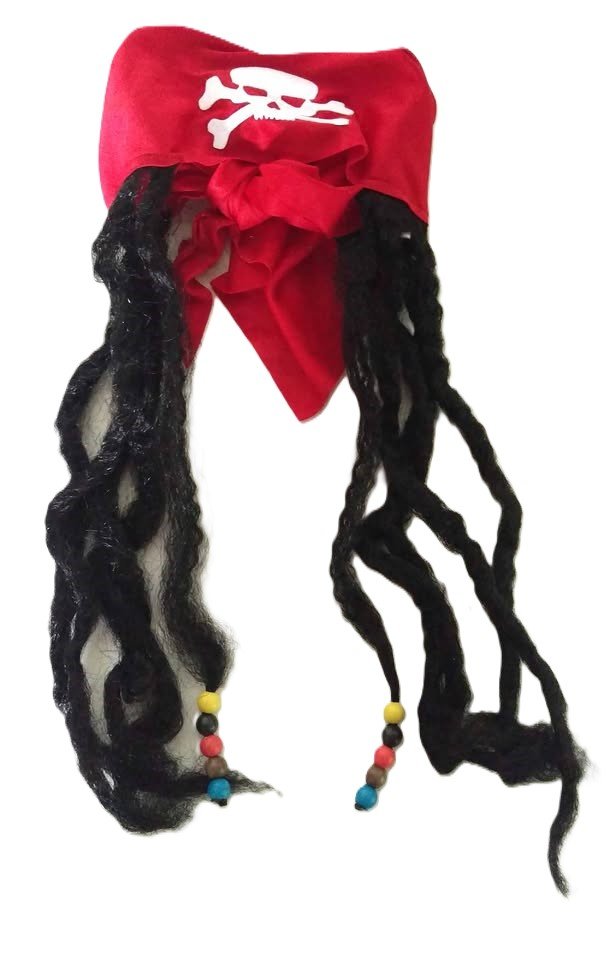 Pirate Head Scarf with Wig & Beads