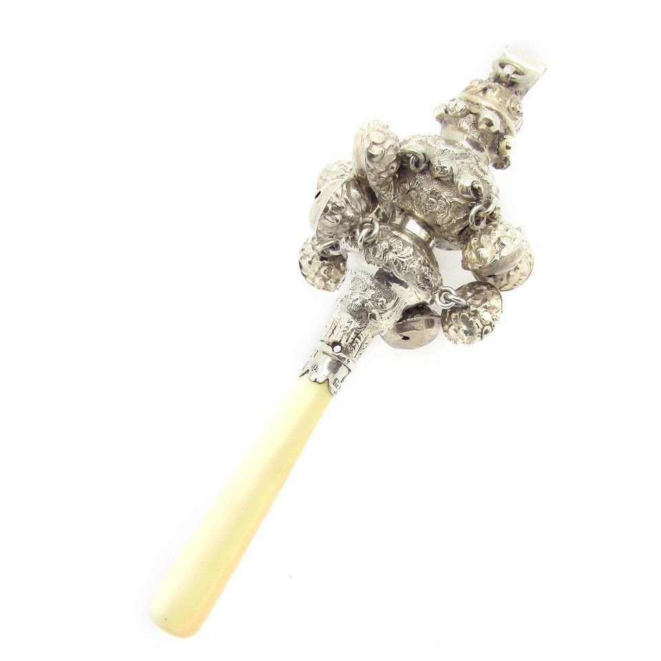 Victorian Sterling Silver Baby Rattle & Whistle Set