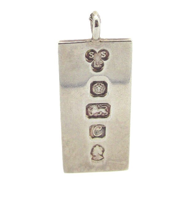 Sterling Silver Bullion Bar Ingot Pendant