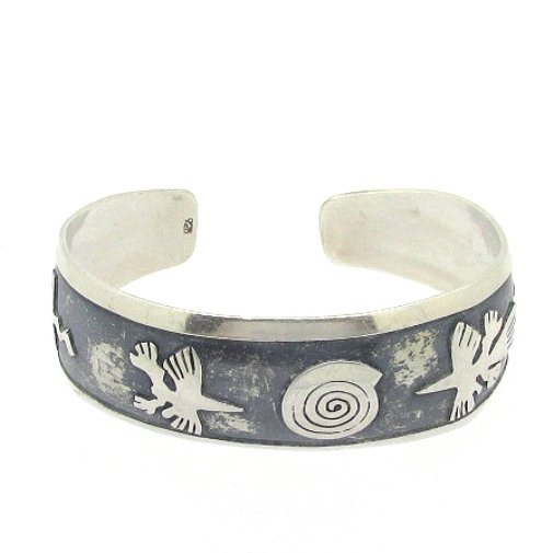 Sterling Silver Open Ended Inca Style Bangle