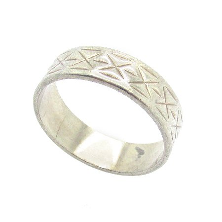Sterling Silver Engraved Cross Band Ring