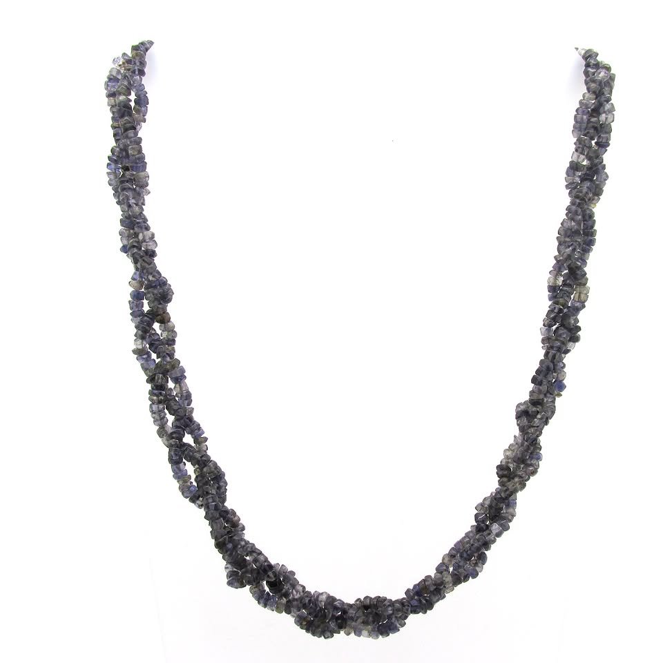 Lolite 3 String Woven Bead Gemstone Necklace 190cts