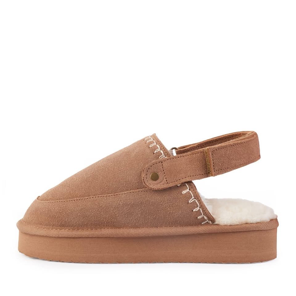 Ladies Suede Fur Lined Mule Slippers