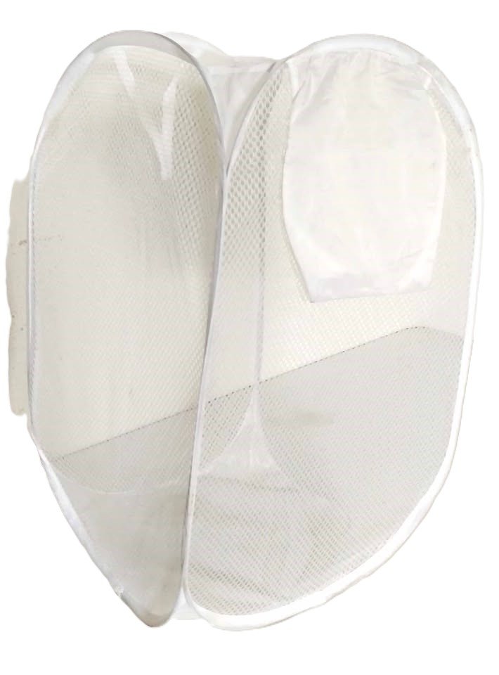 White Mesh Fold Up Laundry / Tidy Basket