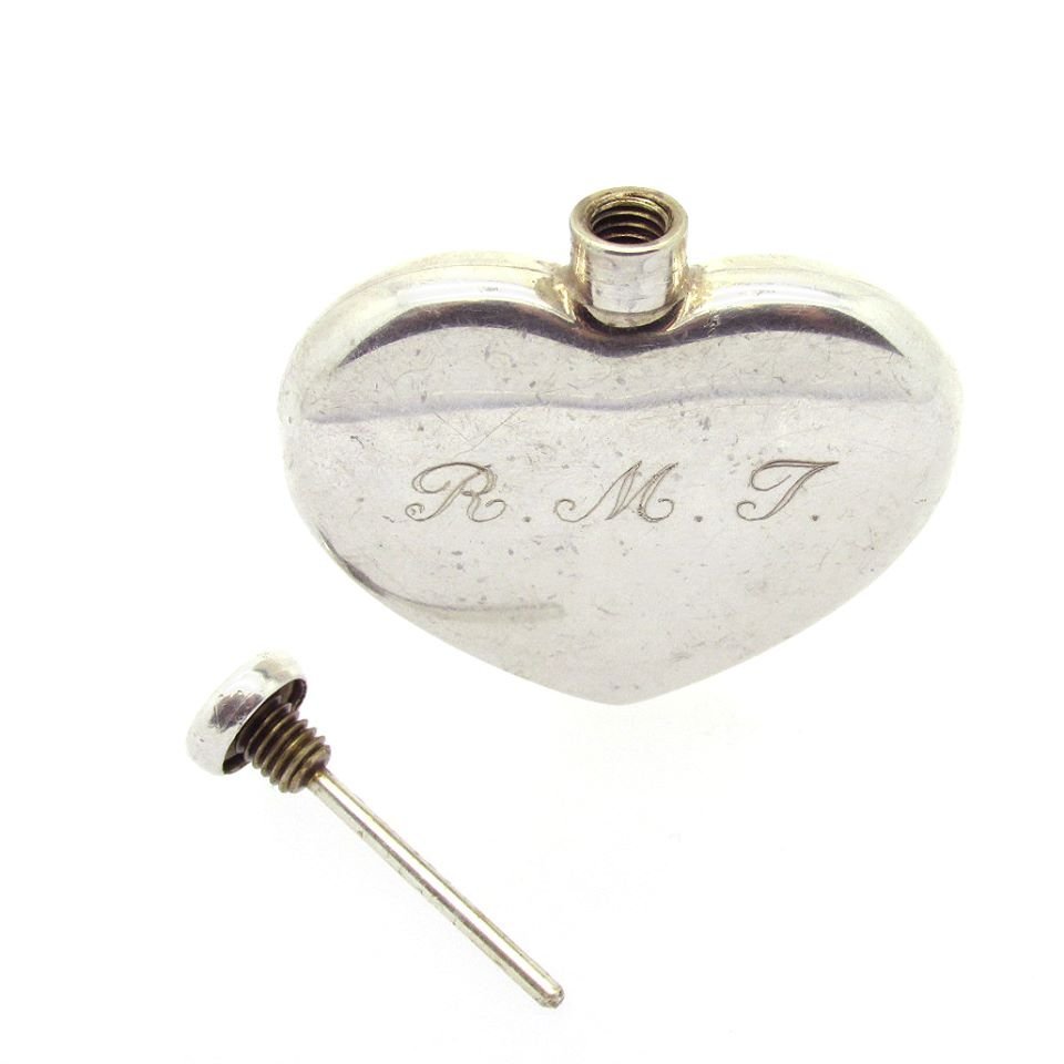 Sterling Silver Tiffany & Co Heart Shaped Perfume Bottle & Screw Dabber