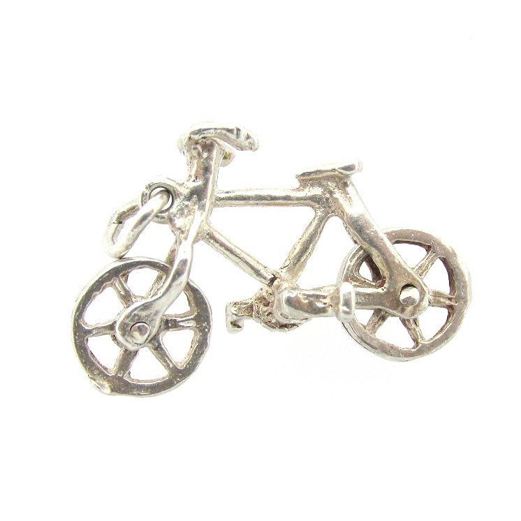 Sterling Silver Bicycle Charm with Moving Wheels