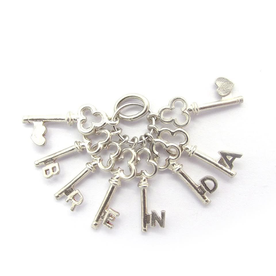 Sterling Silver Keys Charm with 'BRENDA' Letters