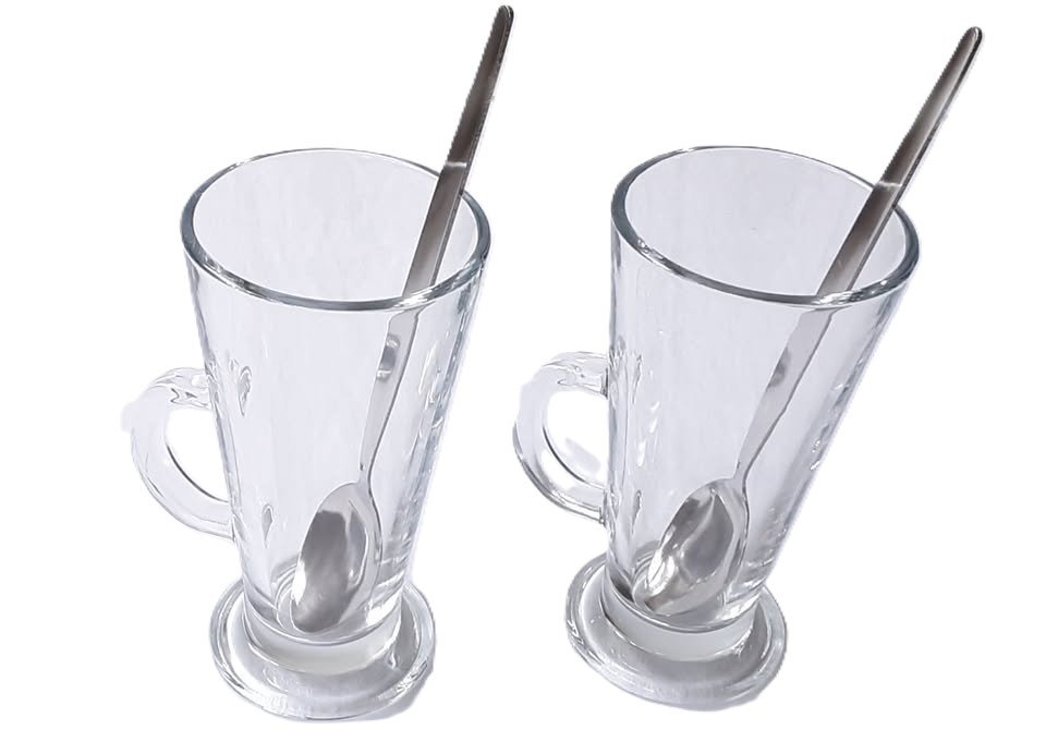 2 x Irish Coffee Glasses With Spoons