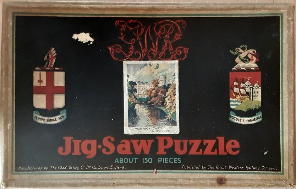 Vintage Chad Valley Great Western Railway Company Wooden Jigsaw Puzzle of Warwick Castle