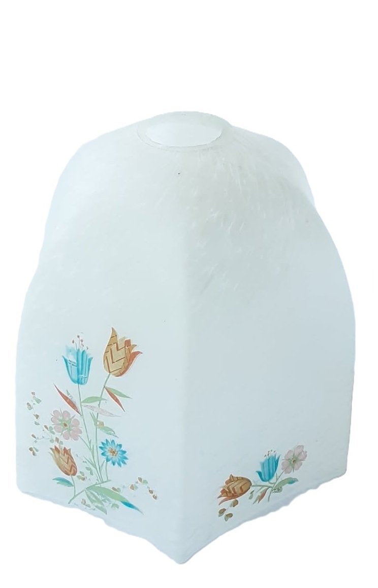 Vintage Frosted Glass Shade With Flower Details