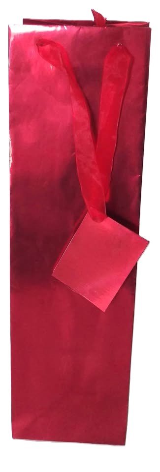 Red Metallic Bottle Gift Bag