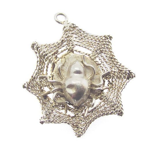 Sterling Silver Spider Web with Spider Charm
