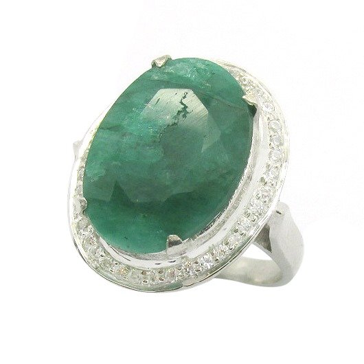 Large Natural Emerald Gemstone Ring