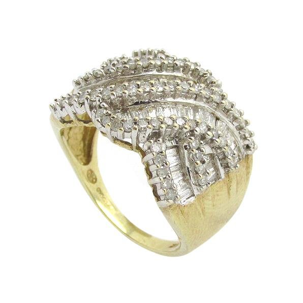 9ct Gold Wave Design Ring Set With Multiple Diamonds 1.25ct of Diamonds