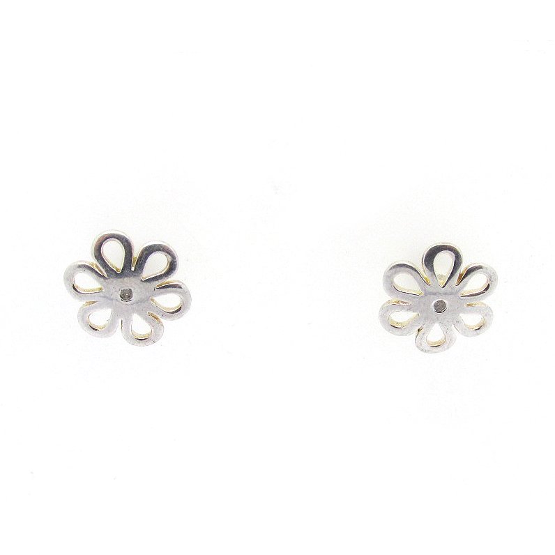Sterling Silver Flower Shaped Stud Earrings