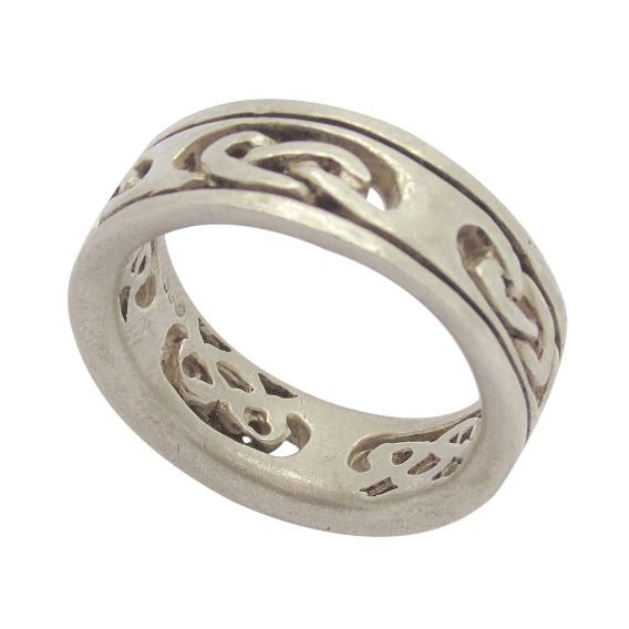 Sterling Silver Celtic Style Band Ring with Cut Out Pattern