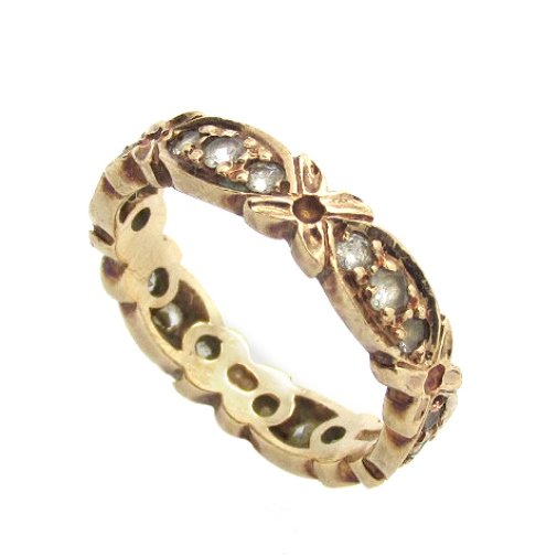 9ct Gold Eternity Ring Set With 8 Cubic Zirconia Stones