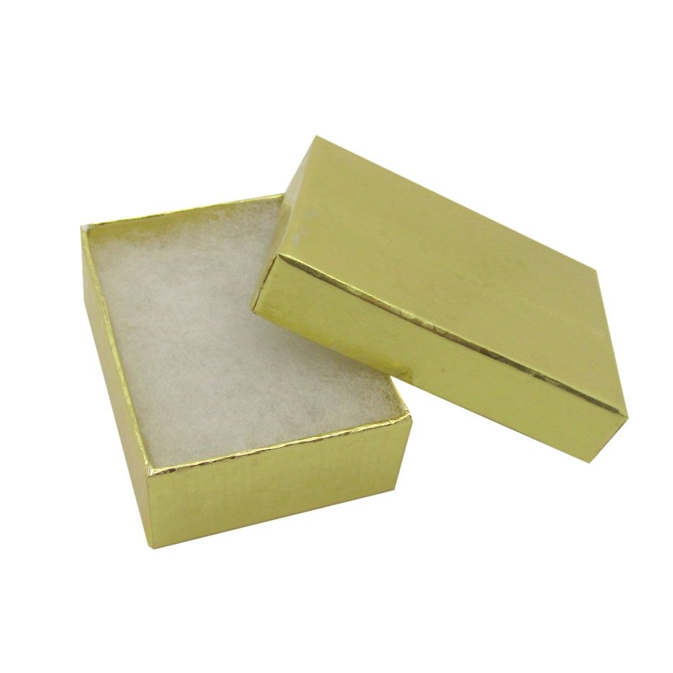 Gold Patterned Gift Box With Cotton Fill Interior