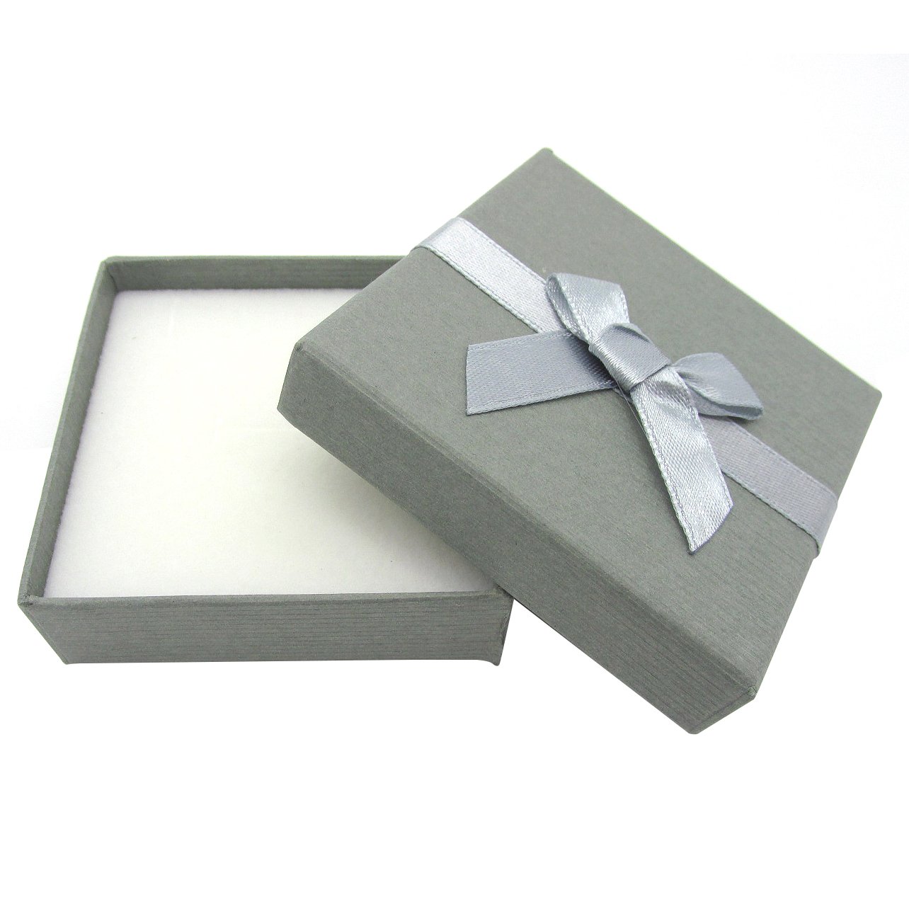 Grey Ribbed Gift Box With Ribbon Bow