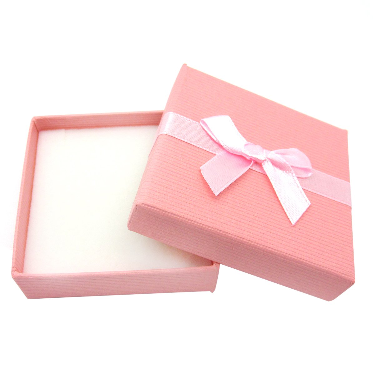 Pink Ribbed Gift Box With Ribbon Bow