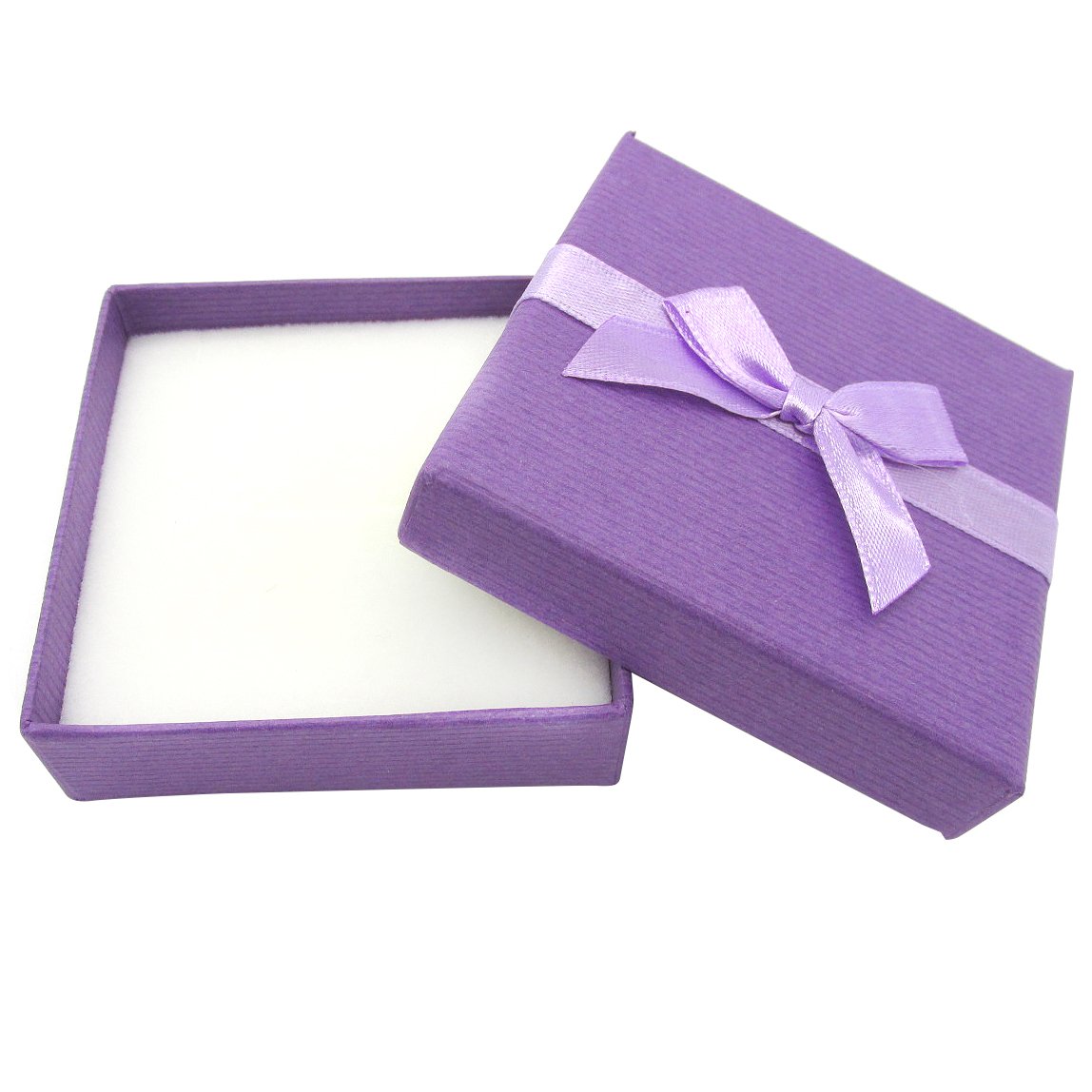Purple Ribbed Gift Box With Ribbon Bow