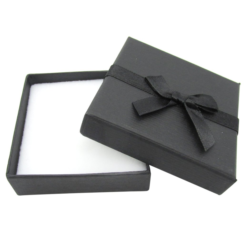 Black Ribbed Gift Box With Ribbon Bow
