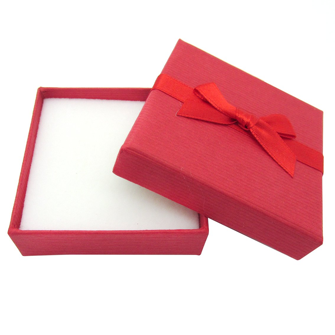Red Ribbed Gift Box With Ribbon Bow