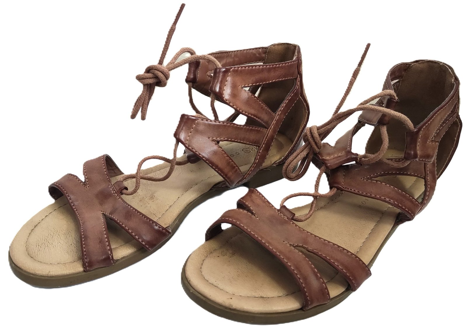 Marks & Spencer Brown Leather Lace-Up Gladiator Sandals