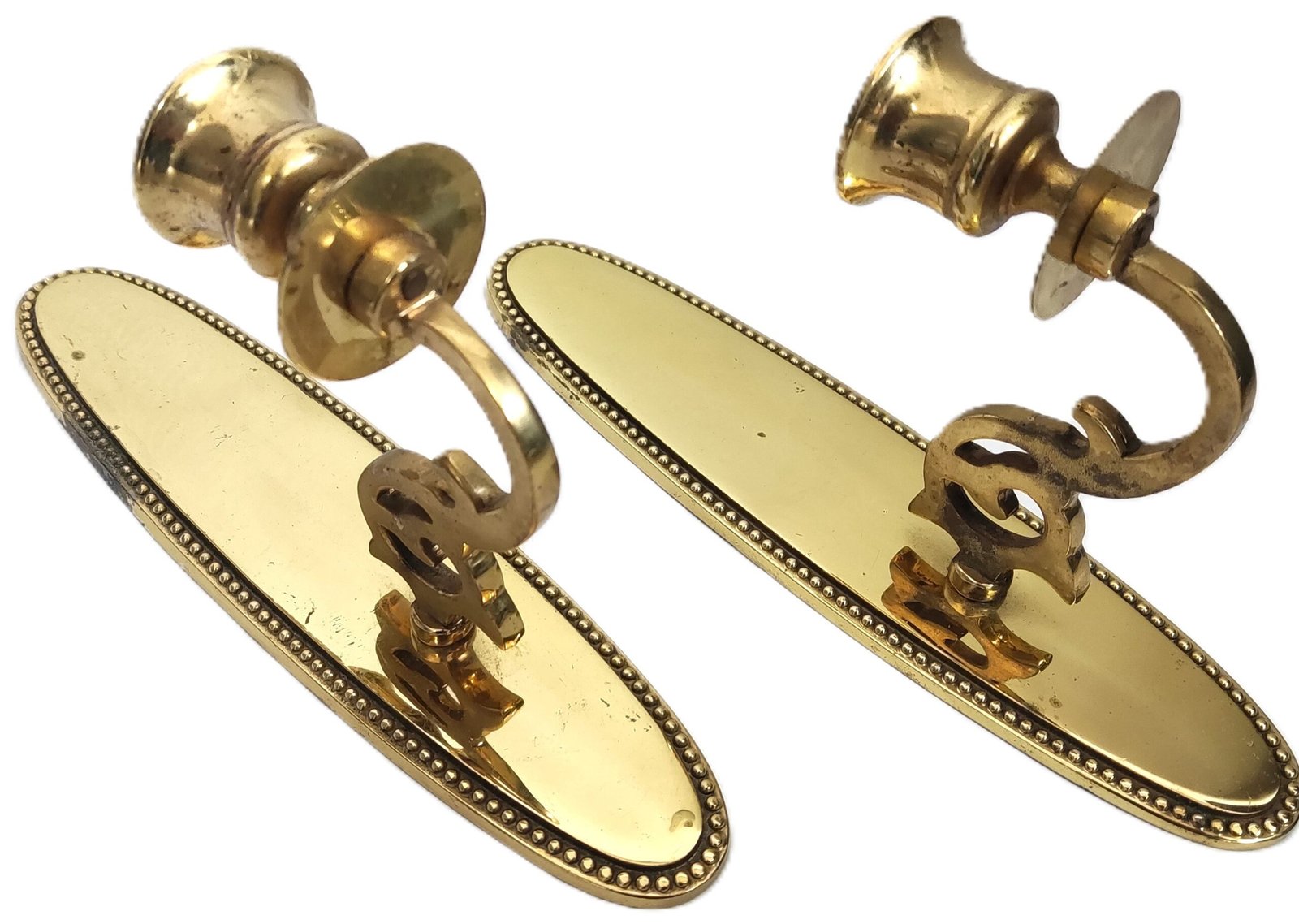 2 Heavy Brass Wall Candle Holders