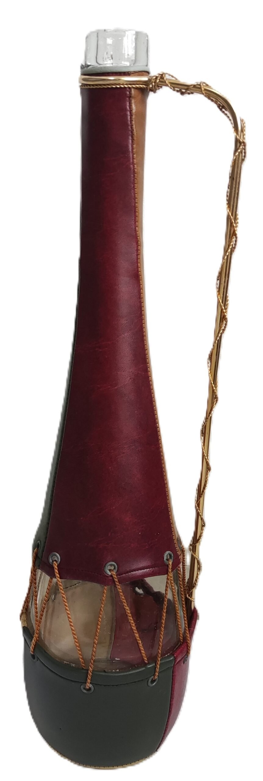 Vintage Spanish Leather Clad Decorative Wine Bottle