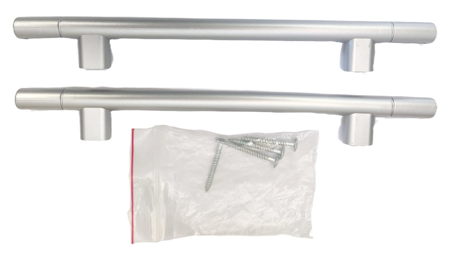 2 Silver Coloured Plastic T Bar Cabinet Door Handles