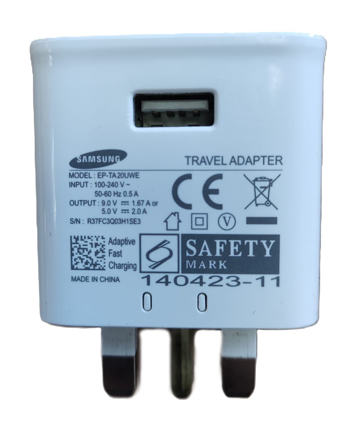 Samsung EP-TA20UWE USB Travel Adapter With UK Plug