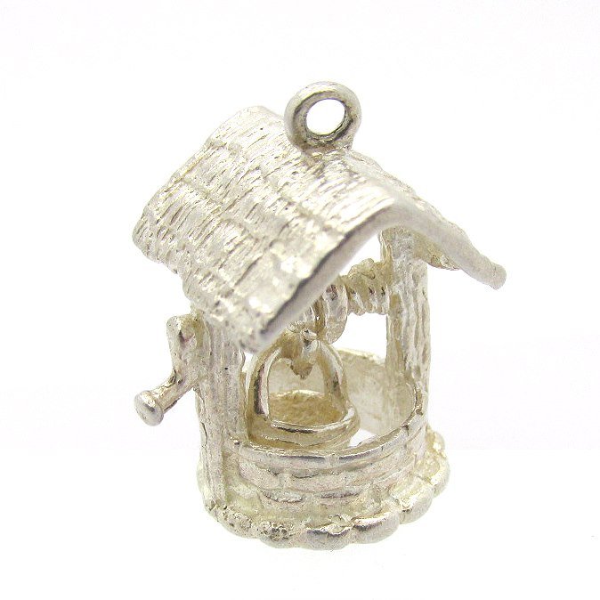 Sterling Silver Wishing Well Charm with Moving Bucket