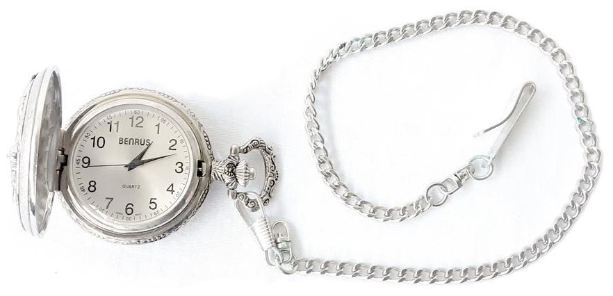 Benrus Pocket Watch With Raised Motorbike Design