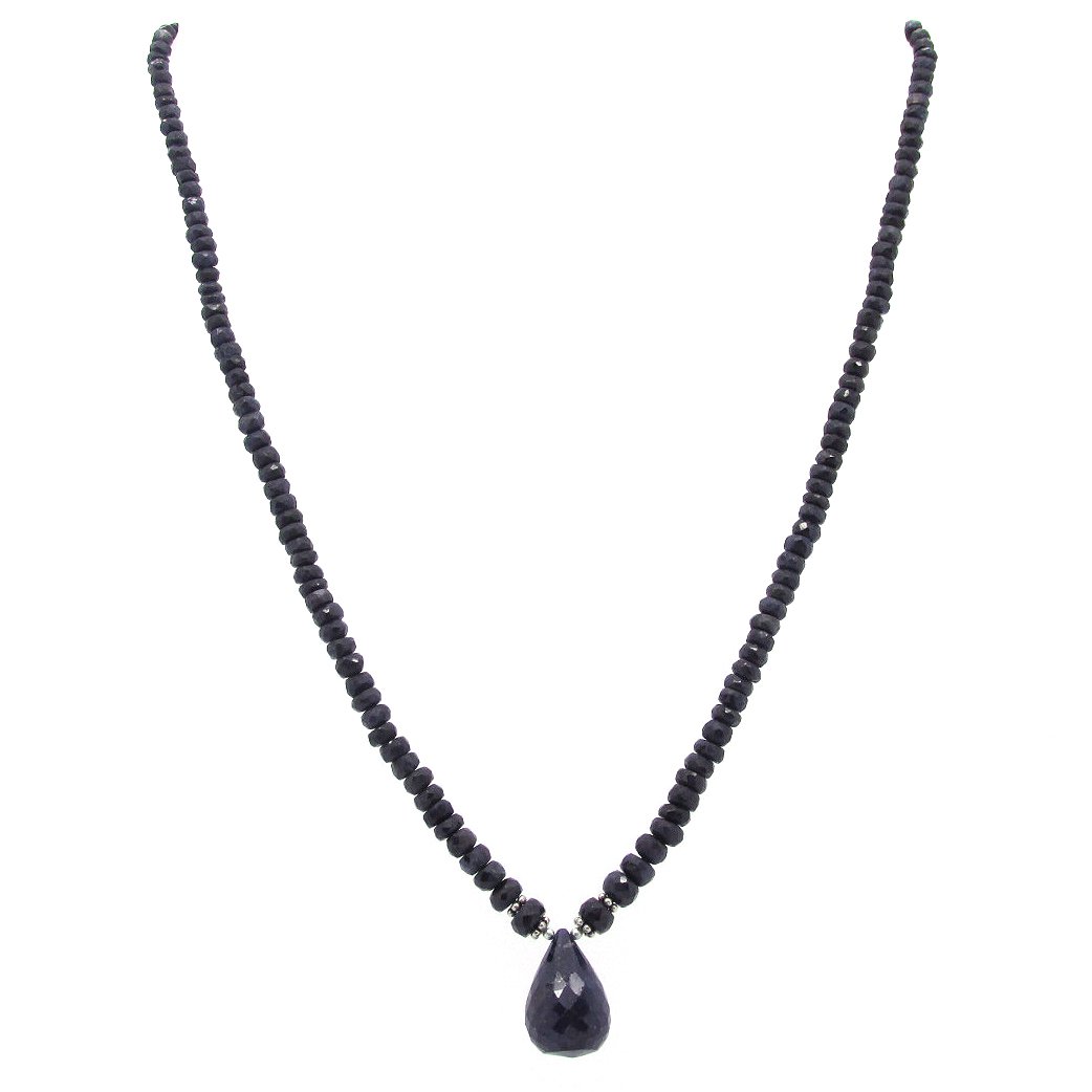 African Natural Blue Sapphire Bead Drop Necklace 107cts